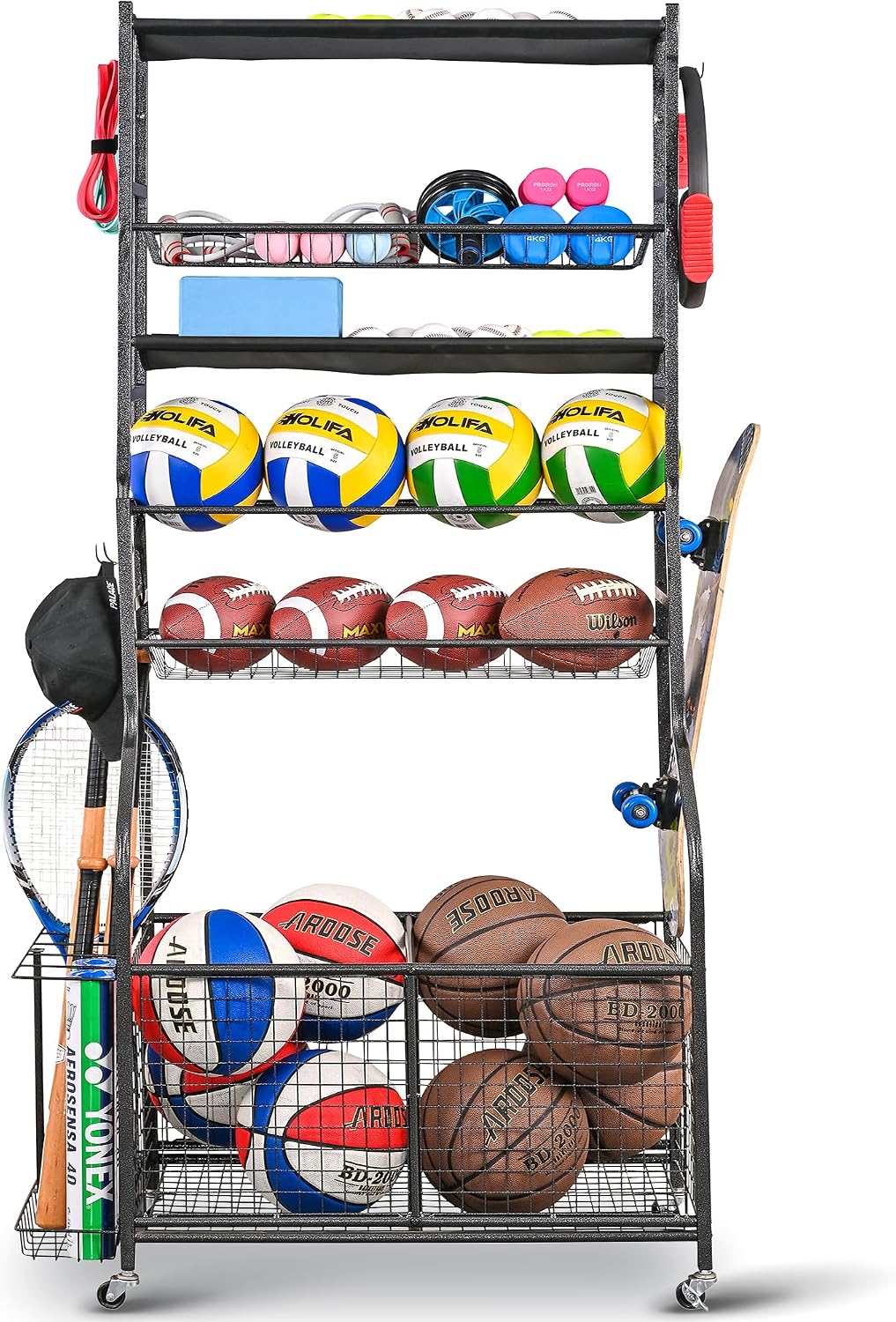 Sports Equipment Cart - Sports Equipment Garage Organizer, Rolling Ball