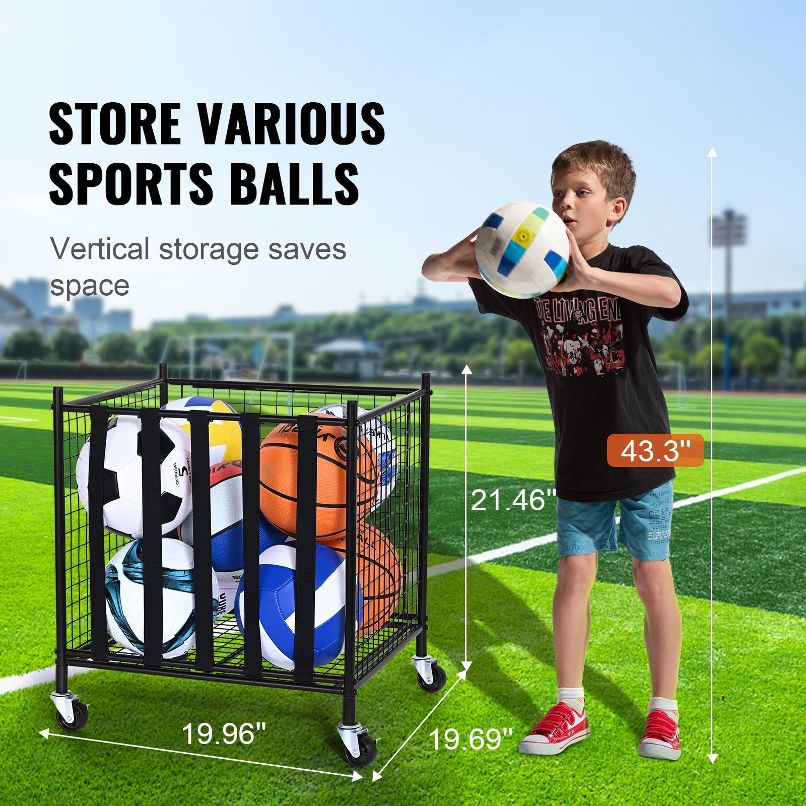 Rolling Sports Ball Storage Ca - Sports Equipment Cart recension och pris