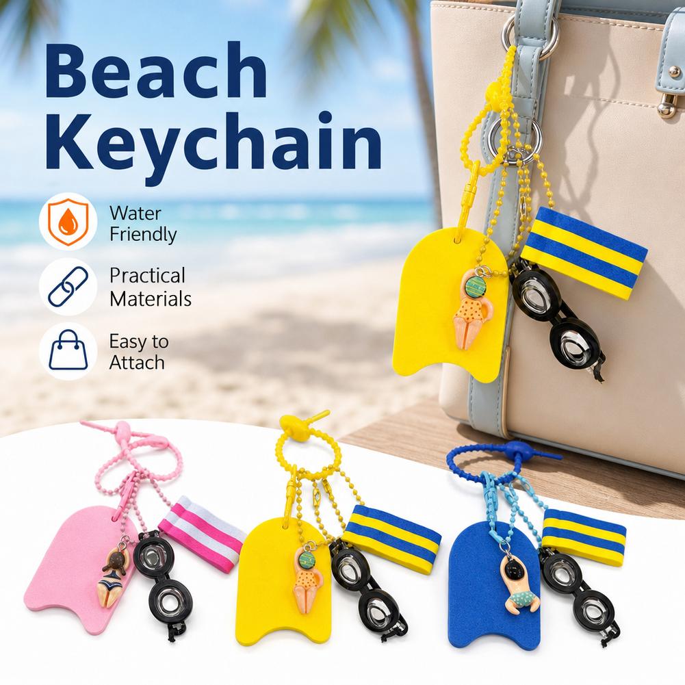 Cute Swimming Theme Keychain M - Swimming Kickboard recension och pris