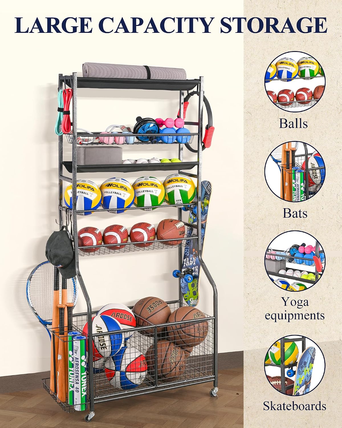 Sports Equipment Garage Organi - Sports Equipment Cart recension och pris